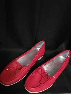 Marc Joseph SZ 6 Red Leather Bow Moccasin Boating Loafers